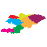 Kyrgyzstan map. Map of Kyrgyzstan in administrative provinces in multicolor png