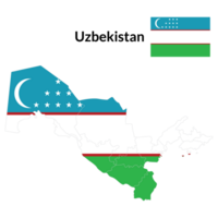 uzbekistan Karta med nationell flagga av uzbekistan. png