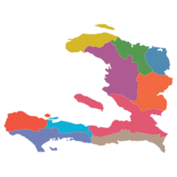 Haiti map. Map of Haiti in administrative provinces in multicolor png