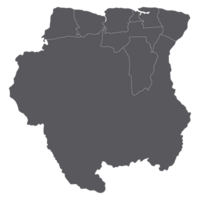 Suriname map. Map of Suriname in administrative provinces in grey color png