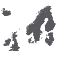 Northern Europe country Map. Map of Northern Europe in grey color. png