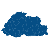 Bhutan kaart. kaart van Bhutan in administratief provincies in blauw kleur png