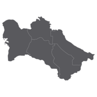 Turkmenistan map. Map of Turkmenistan in administrative provinces in grey color png