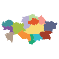 Kazakhstan map. Map of Kazakhstan in administrative provinces in multicolor png