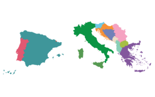 Southern Europe country Map. Map of Southern Europe in multicolor. png