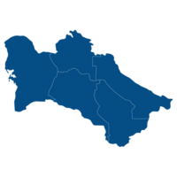 Turkmenistan map. Map of Turkmenistan in administrative provinces in blue color png