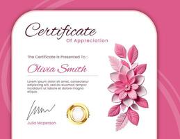 Floral Certificate Appreciation template