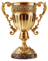 ai généré fleuri d'or trophée avec complexe conception sur transparent Contexte - Stock png. png