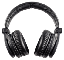 AI generated Modern black headphones with comfortable design on transparent background - stock png. png