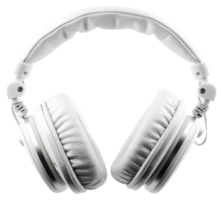 AI generated Sleek white headphones with cushioned ear cups on transparent background - stock png. png