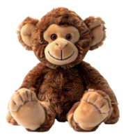 AI generated Soft plush monkey toy on transparent background - stock png. png