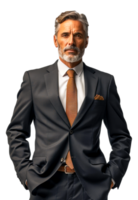 AI generated Stylized male executive in black suit on transparent background - stock png. png