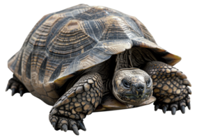 ai generato grande tartaruga con dettagliato conchiglia su trasparente sfondo - azione png. png