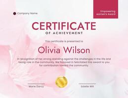 Pink Minimalist Empowering Women Certificate of Achievement template