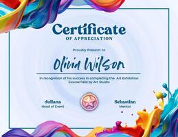 Certificate Event in Abstract Full Colour Liquid Paint template