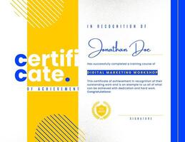 Certificate of Achievement Template for Business Digital Marketing Workshop