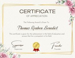 Floral Certificate (Landscape) template