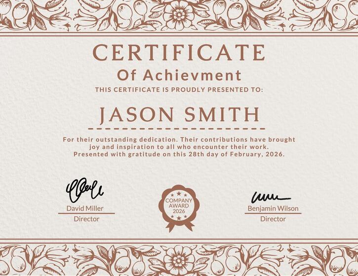 Vintage Floral Certificate