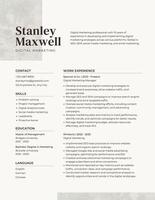 Gray Minimalist Digital Marketing Resume template