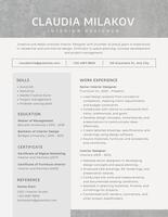 Gray Minimalist Interior Designer Resume template