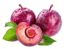 AI generated Fruit Plum top view transparent background Freshness of juicy for Decoration Smoothie food menu photo