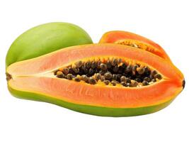 AI generated Papaya Fruit top view transparent background Freshness of juicy for Decoration Smoothie food menu photo