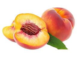 AI generated peach Fruit top view transparent background Freshness of juicy for Decoration Smoothie food menu photo