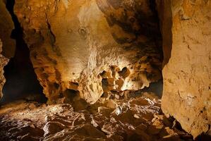 Night photography in caves with flashes photo