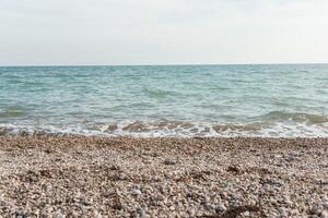 Beach Relaxation at the Black Sea. Fairy-tale Moments of a Sunny Day. The concept of tourism and sea travel photo