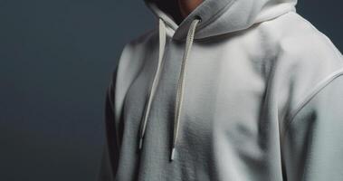 AI generated Side profile of a plain hoodie mockup, clear texture detail for logo placement photo