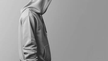 AI generated Side profile of a plain hoodie mockup, clear texture detail for logo placement photo