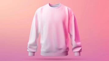 AI generated Blank crew neck sweatshirt mockup, ribbed cuffs, relaxed fit, gradient background for casual wear designs photo