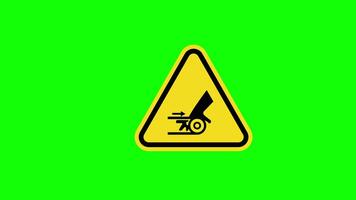 A yellow triangle warning Caution Hand Crush Sign icon concept animation with alpha channel video
