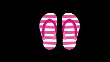 A pair of pink and white striped sandals icon concept loop animation video with alpha channel