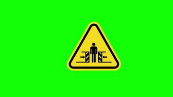 yellow triangle Caution warning Crushing Symbol Sign icon concept animation with alpha channel video