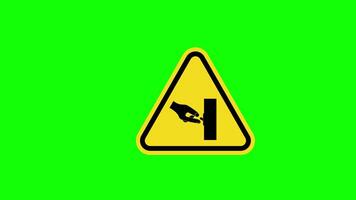 un amarillo triángulo advertencia precaución cambiar apagado firmar icono concepto animación con alfa canal video