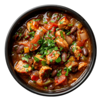 AI generated Hot and spicy Asian soup chiken tikka masala with tofu, vegetables, and noodles on transparent background - stock png. png