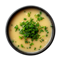 AI generated Simple clear broth with fresh herbs on transparent background - stock png. png