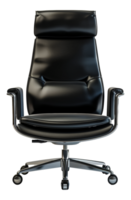 AI generated Modern black office chair with ergonomic design and chrome base on transparent background - stock png. png