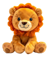 AI generated Plush lion toy with fluffy mane on transparent background - stock png. png