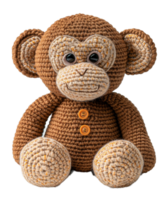 ai gerado suave pelúcia macaco brinquedo em transparente fundo - estoque png. png