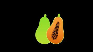 Papaya, Fruits icon concept animation with alpha channel video
