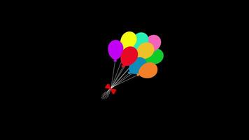 A bunch of balloons with a bow icon concept loop animation video with alpha channel
