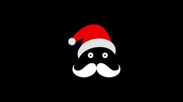 Papa Noel sombrero con un Bigote icono concepto lazo animación vídeo con alfa canal video