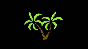 palm trees Tropical vacation icon concept animation with alpha channel video