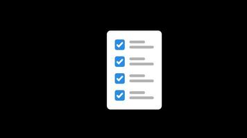 checklist document papier icoon concept lus animatie video met alpha kanaal