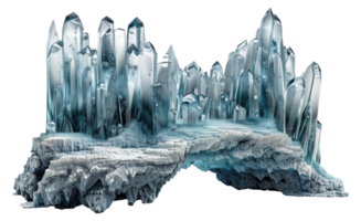 ai generato intricato cristallo formazione con riflessivo blu tonalità su trasparente sfondo - azione png. png