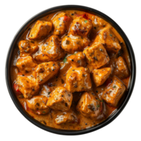 AI generated Hot and spicy Asian soup chiken tikka masala with tofu, vegetables, and noodles on transparent background - stock png. png