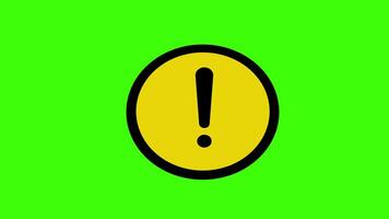 A yellow and black sign with a exclamation mark icon concept animation with alpha channel video