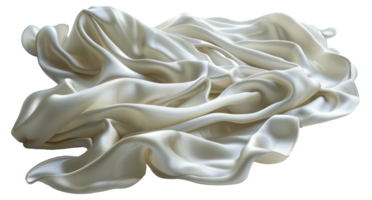 AI generated Luxurious white silk fabric texture with soft folds on transparent background - stock png. png